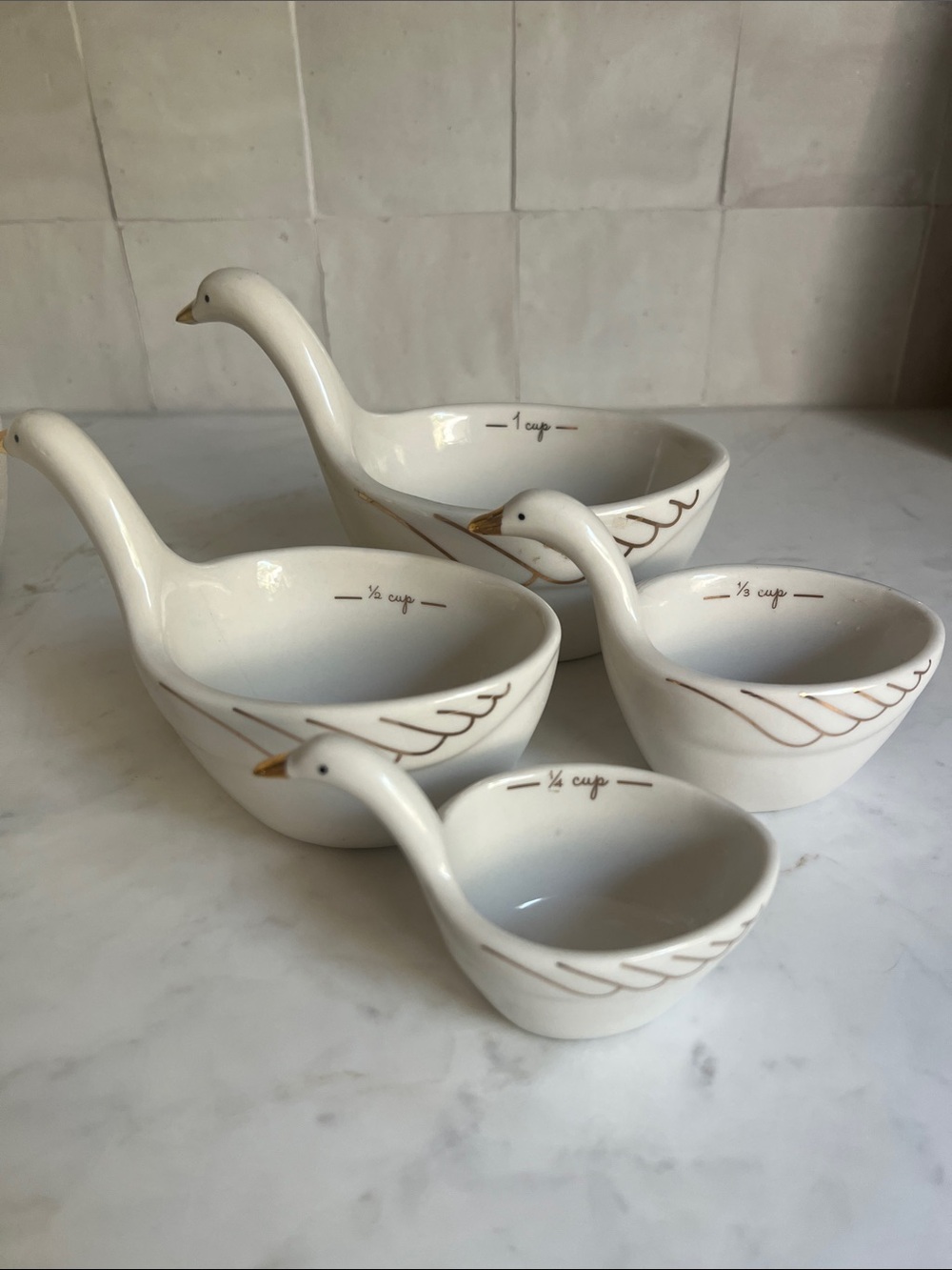 Anthropologie Gaggle Of Geese Metallic Set of Measuring Cups - Picture 2 of 4